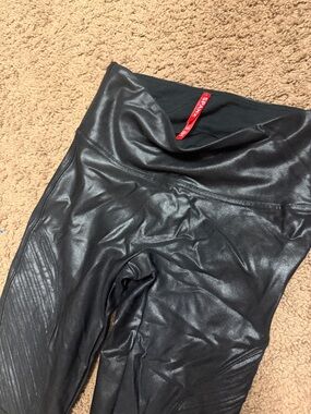 SPANX Shiny Faux-Leather High Waist Leggings - Black